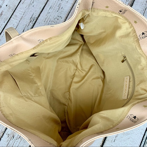 NWT Rampage Wing Logo Shoulder Bag Tote Purse Carryall Roomy Almond - Picture 7 of 14